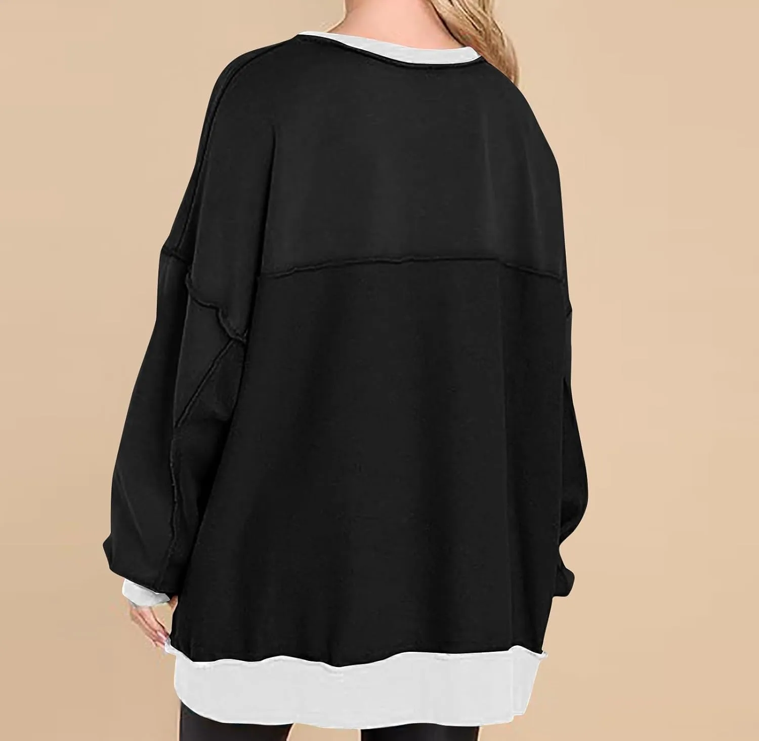 Womens Oversized Sweatshirts 2024 Fashion Fall Hoodies Long Sleeve V Neck Button Down Pullover Loose Fit Tops