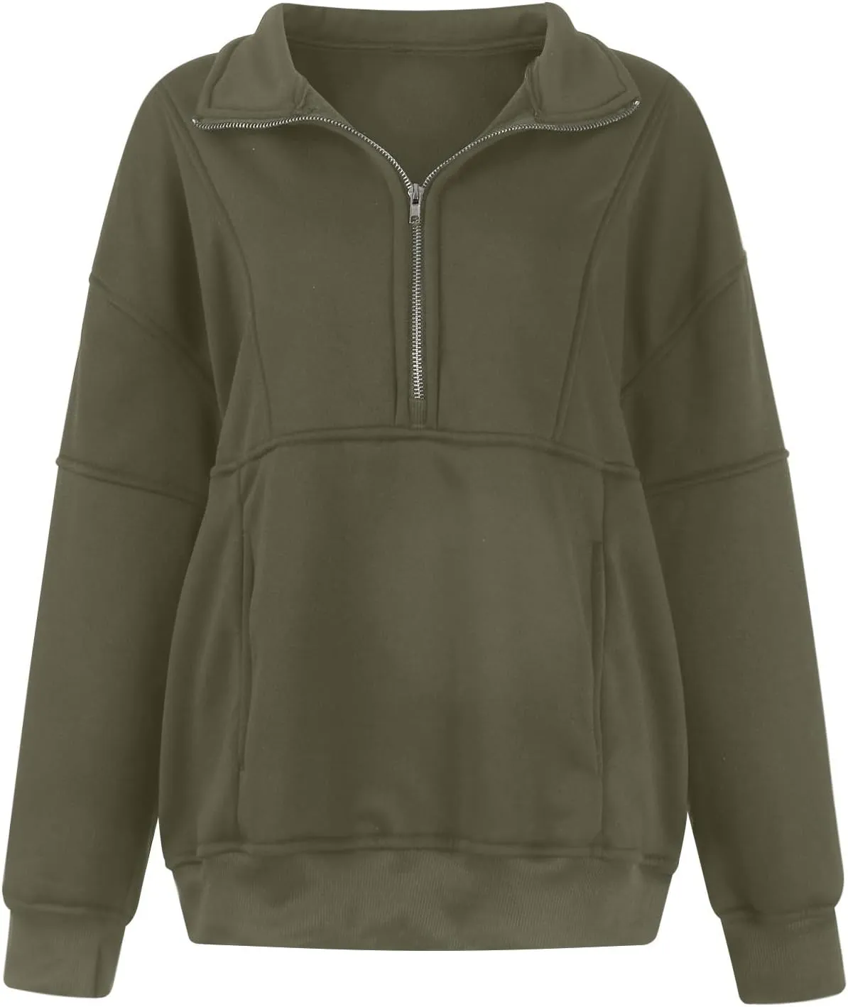 Women's Oversized Sweatshirts Long Sleeve Half Zip Fleece Pullover Tops Trendy Solid Color Fall Winter Clothes