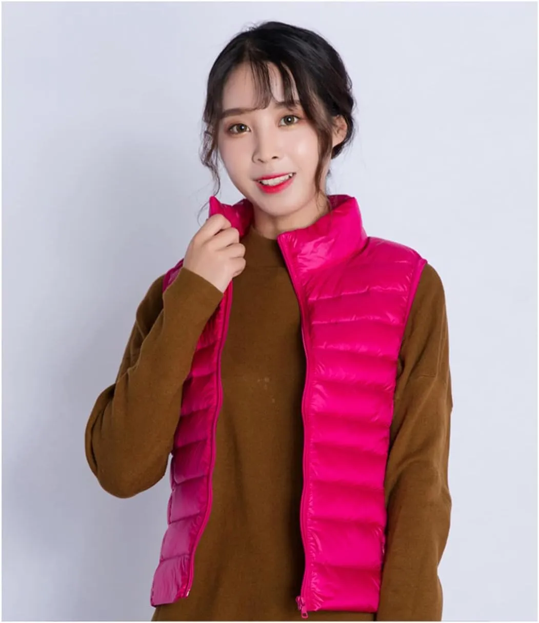 Women's Portable Duck Down Vest Jacket Winter Ultralight Sleeveless Duck Down Windproof Warm Vest