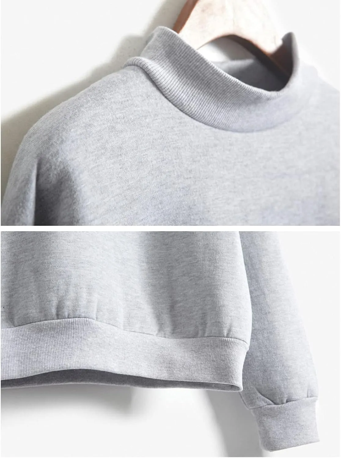 Womens Soldi Color Hoodies Casual Turtleneck Long Sleeve Loose Joggers Pullover Sweatshirts Fall Outdoor Workout Tops