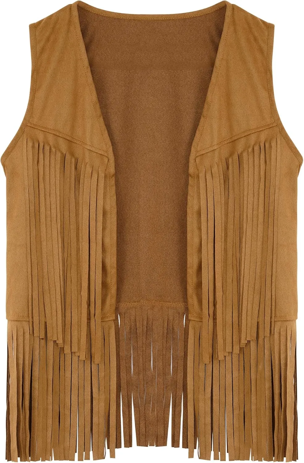 Womens Tassel Fringe Vest Sleeveless Western Cowgirl Vest 70s Costume Tops Hippie Jacket for Halloween