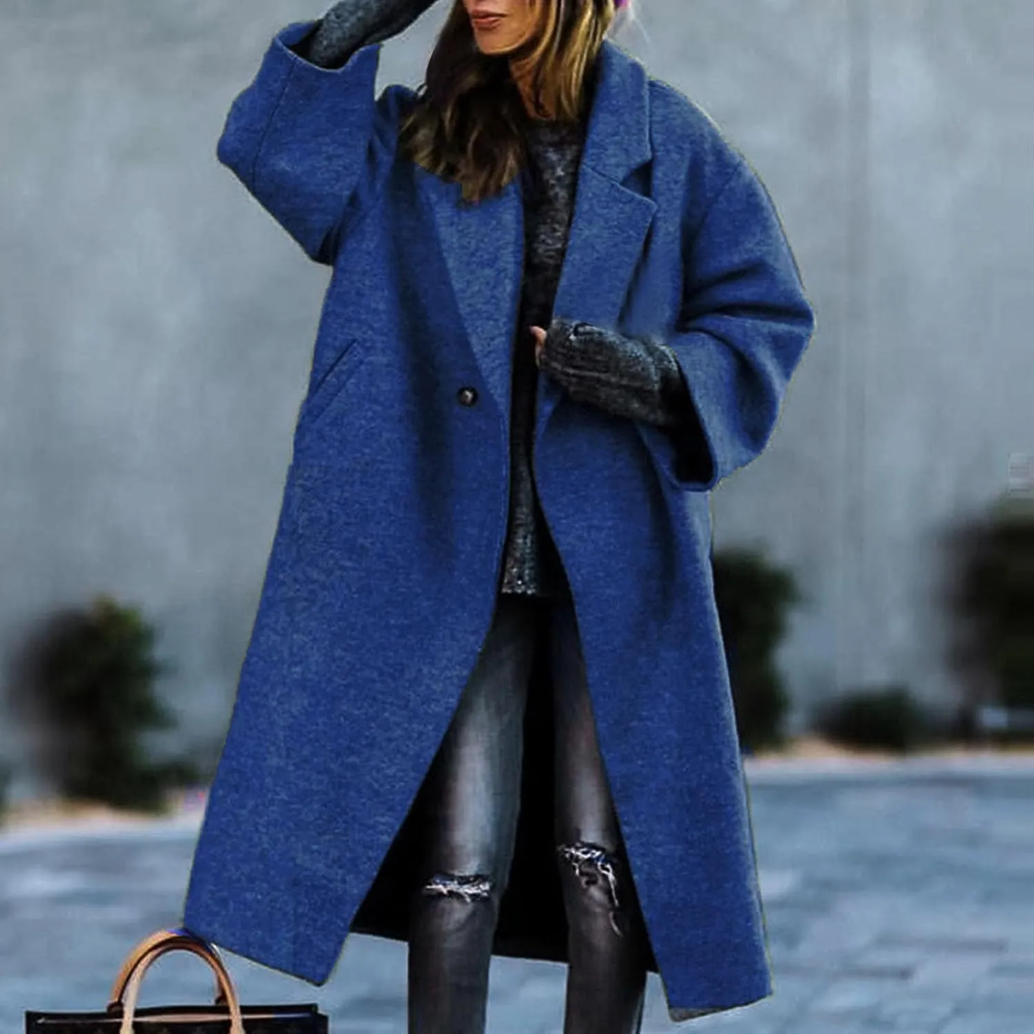 Women's Trench Coat 2024 Fall Winter Trendy Plus Size Overcoat Classic Lapel Open Front Cardigan Wool Outwerar M-4XL