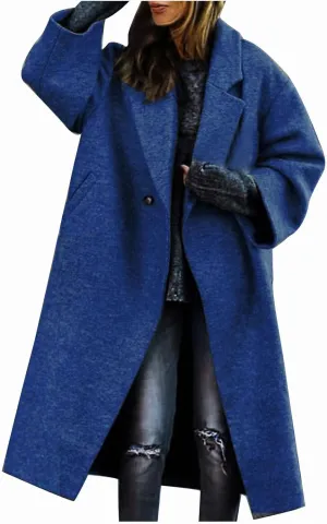 Women's Trench Coat 2024 Fall Winter Trendy Plus Size Overcoat Classic Lapel Open Front Cardigan Wool Outwerar M-4XL