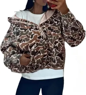 Womens Vintage Camo Hoodie Zip Up Pullover Oversized Cute Sweatshirt Colorful Y2K Cheetah Print Hoodie