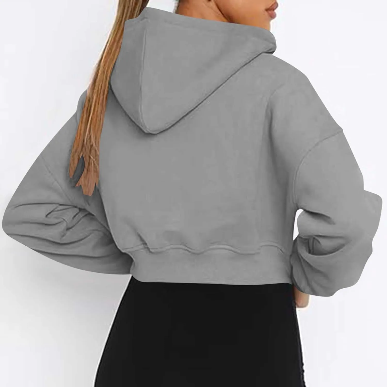 Womens Zip Up Cropped Sweatshirts Hoodie Long Sleeve Jacket Trendy Y2K Crop Tops 2024 Fashion Outfits Clothing