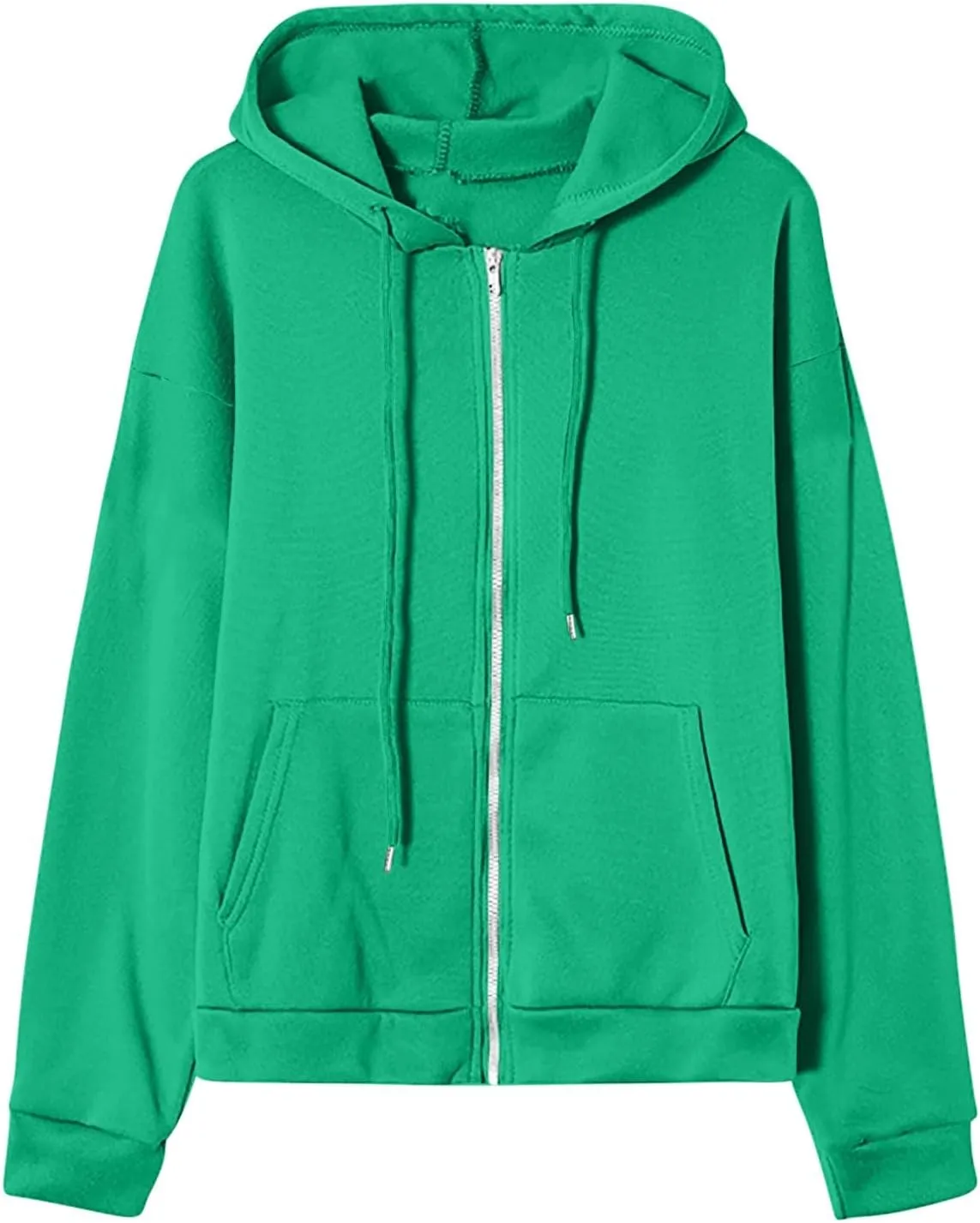 Women's Zip Up Fleece Sweatshirt Long Sleeve Fashion Pullover Hoodies Y2K Jacket with Pockets 2024 Fall Clothes