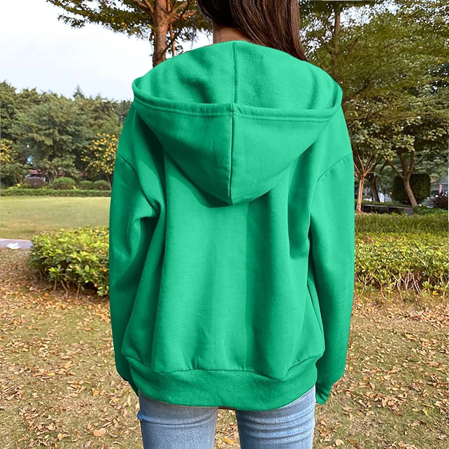 Women's Zip Up Fleece Sweatshirt Long Sleeve Fashion Pullover Hoodies Y2K Jacket with Pockets 2024 Fall Clothes