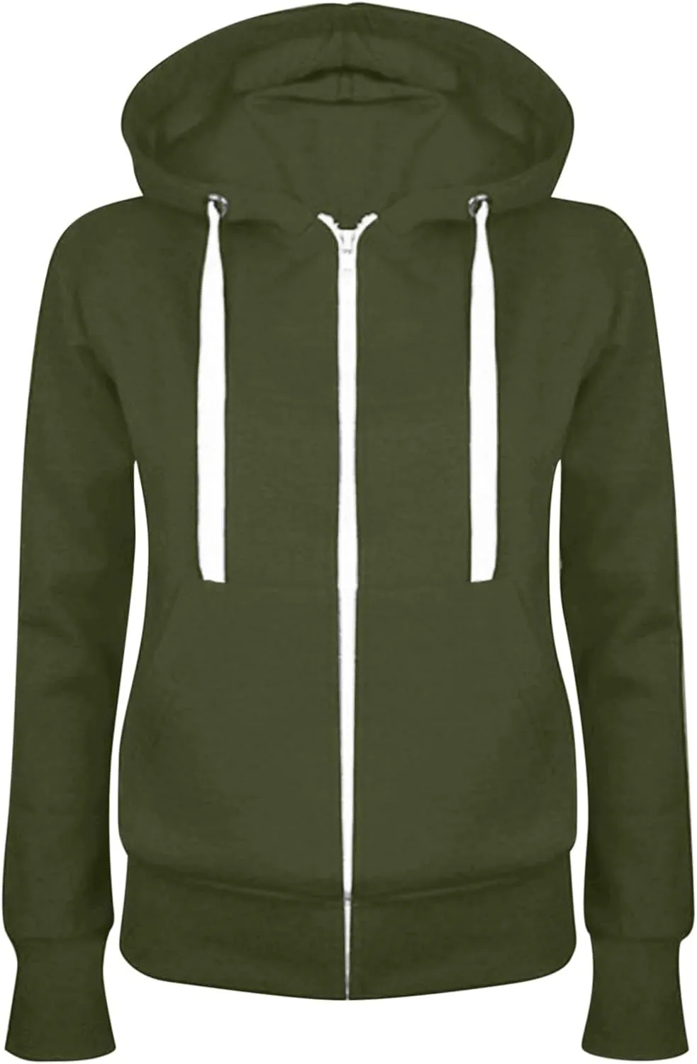 Womens Zip Up Hoodies Casual Comfy Fleece Oversized Sweatshirts Full Zip Pullover Pockets Jacket 2024 Preppy Clothes