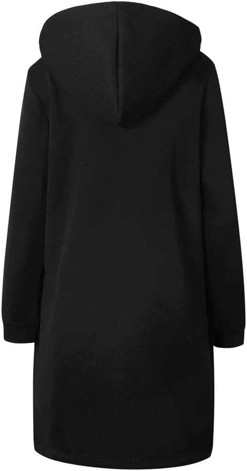 Women's Zip Up Hoodies Oversized Fleece Open Front Hooded Long Sweatshirts Casual Long Sleeve 2024 Fall Jacket Coat