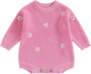 woshilaocai Baby Boy Girl Sweater Oversized Long Sleeve Romper Warm Crewneck Bodysuit Knitted Winter Clothes