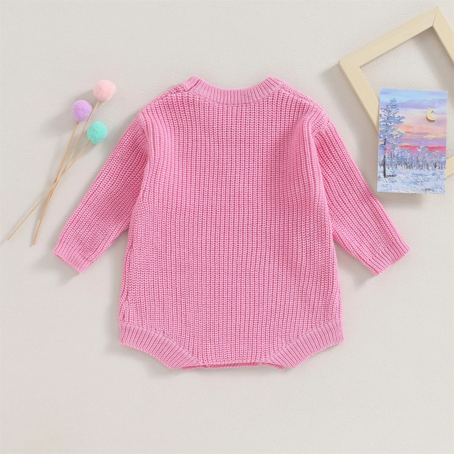 woshilaocai Baby Boy Girl Sweater Oversized Long Sleeve Romper Warm Crewneck Bodysuit Knitted Winter Clothes