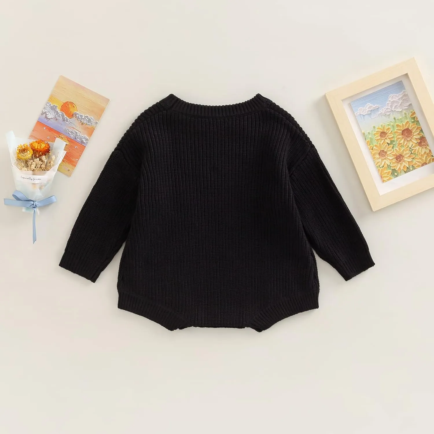 woshilaocai Baby Boy Girl Sweater Oversized Long Sleeve Romper Warm Crewneck Bodysuit Knitted Winter Clothes