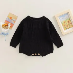 woshilaocai Baby Boy Girl Sweater Oversized Long Sleeve Romper Warm Crewneck Bodysuit Knitted Winter Clothes