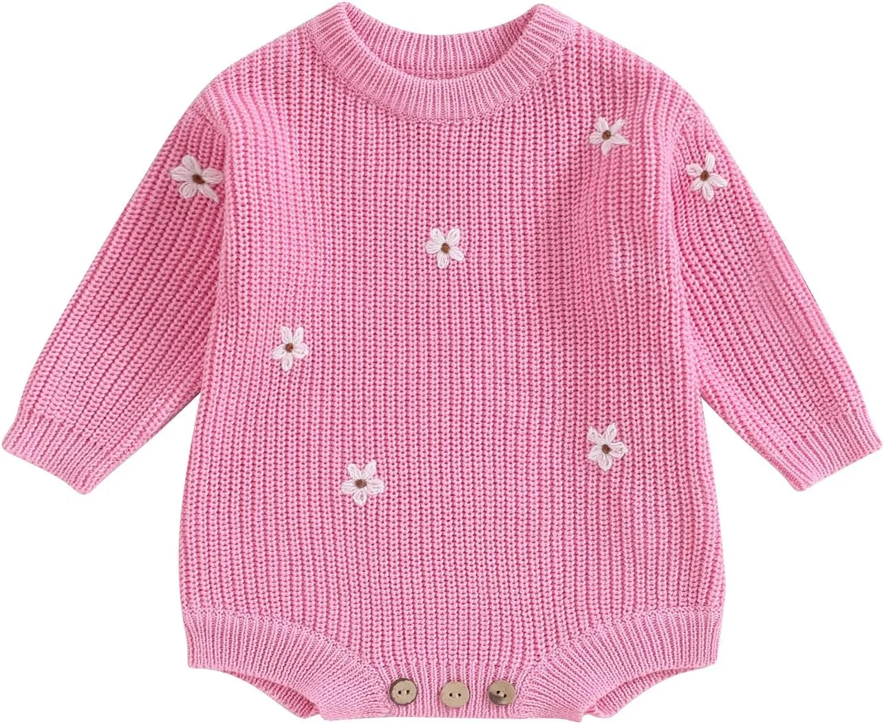 woshilaocai Baby Boy Girl Sweater Oversized Long Sleeve Romper Warm Crewneck Bodysuit Knitted Winter Clothes