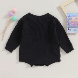 woshilaocai Baby Boy Girl Sweater Oversized Long Sleeve Romper Warm Crewneck Bodysuit Knitted Winter Clothes