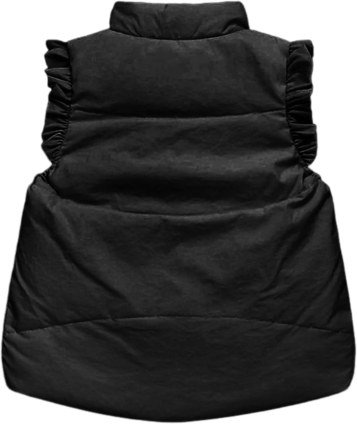 Wyeysyt Toddler Girls Ruffle Puffer Vest Button Sleeveless Padded Gilet Winter Cute Jackets Outwear 4-7 Years