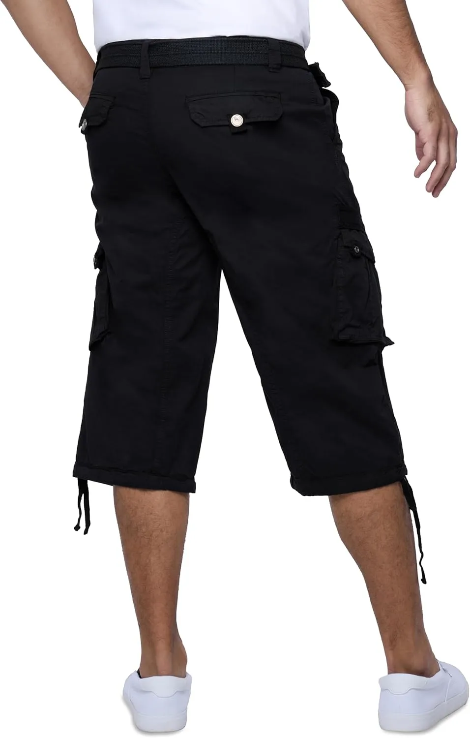 X RAY Men's Belted Long Cargo Shorts for Men, Below Knee Length Mens Cargo Shorts, 3/4 Pants (Big and Tall Shorts for Men)