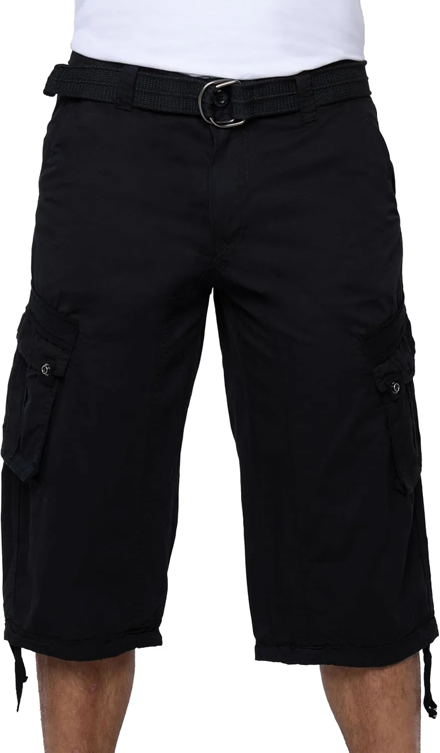 X RAY Men's Belted Long Cargo Shorts for Men, Below Knee Length Mens Cargo Shorts, 3/4 Pants (Big and Tall Shorts for Men)