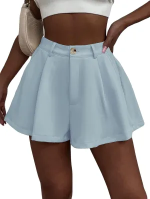 XinYangNi Women's Casual Elastic High Waisted Wide Leg Flowy Shorts Pleated Dressy Summer Shorts