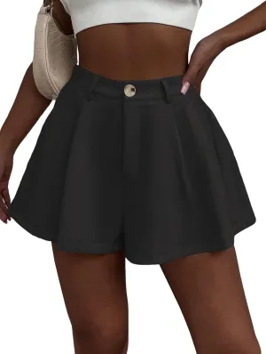 XinYangNi Women's Casual Elastic High Waisted Wide Leg Flowy Shorts Pleated Dressy Summer Shorts