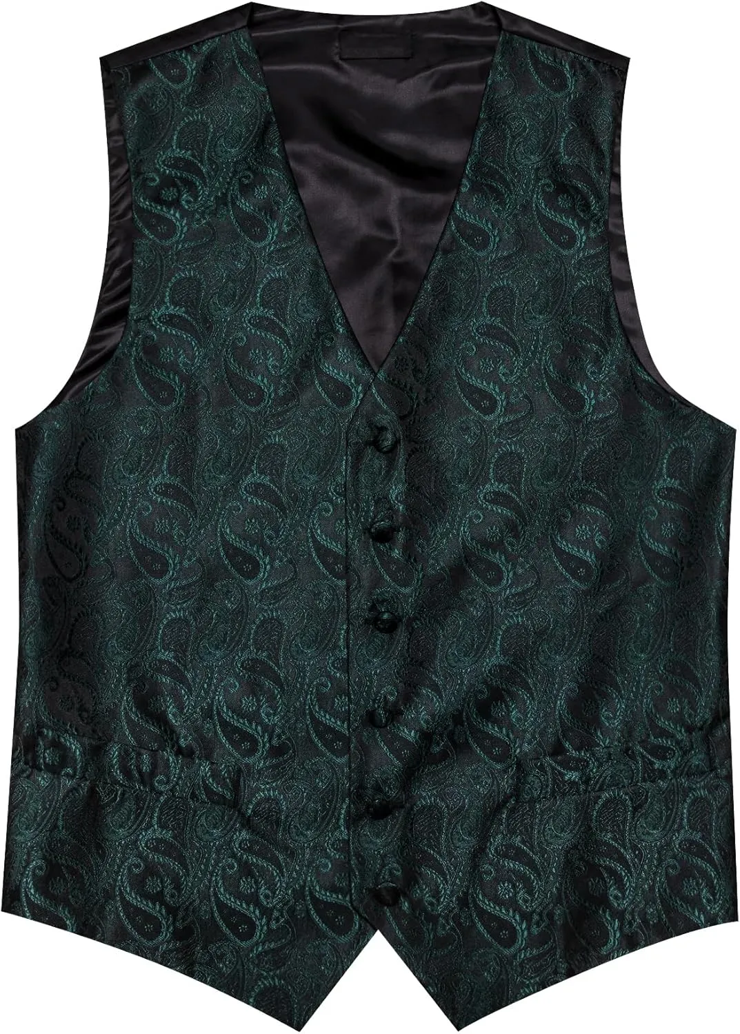 YOHOWA Mens Suit Vest Silk Tie Bowtie Set Paisley Jacquard Formal Waistcoat Clip Hanky Cufflinks Lapel Pin Wedding Party 8PCS