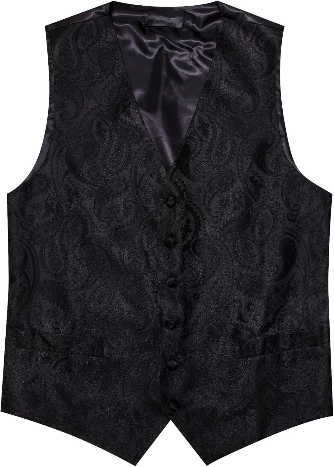 YOHOWA Mens Suit Vest Silk Tie Bowtie Set Paisley Jacquard Formal Waistcoat Clip Hanky Cufflinks Lapel Pin Wedding Party 8PCS