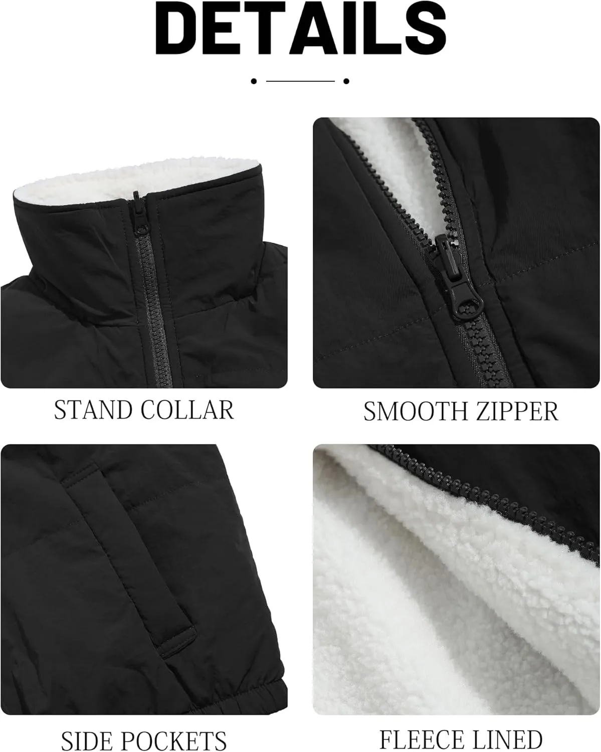 ZAFUL Women's 2024 Fleece Cropped Vest Sleeveless Zip Up Reversible Lightweight Jacket Sherpa Winter Puffer Coat Outerwear