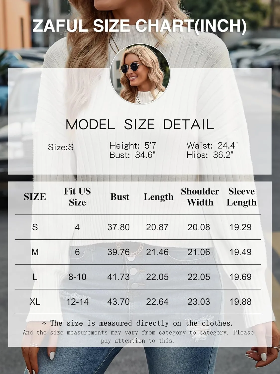 ZAFUL Women's Mock Neck Sweater Long Sleeve Ribbed Knit Basic Cropped Pullover Sweater