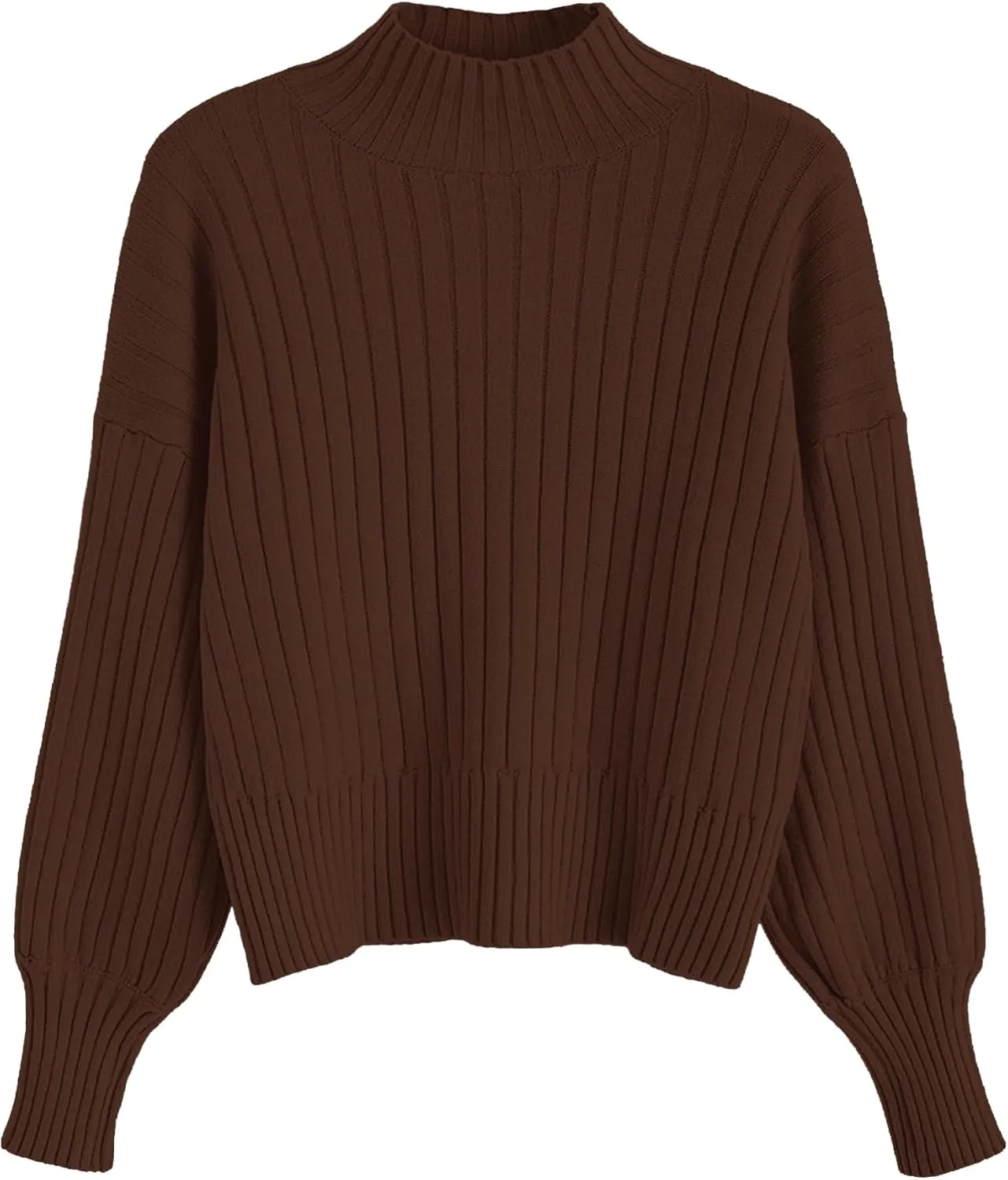ZAFUL Women's Mock Neck Sweater Long Sleeve Ribbed Knit Basic Cropped Pullover Sweater