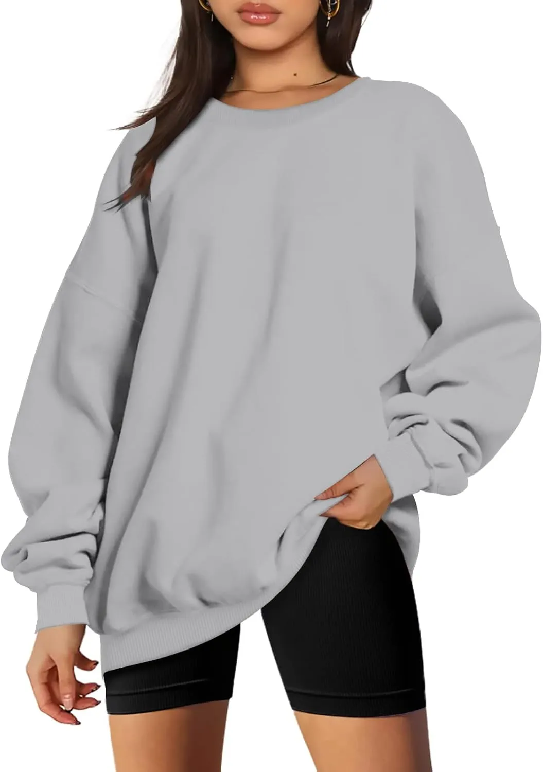 ZDRZK Oversized Sweatshirts For Women Fleece Hoodies Trendy 2023 Long Sleeve Crewneck Pullover Comfy Sweater y2k Clothes