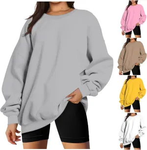 ZDRZK Oversized Sweatshirts For Women Fleece Hoodies Trendy 2023 Long Sleeve Crewneck Pullover Comfy Sweater y2k Clothes