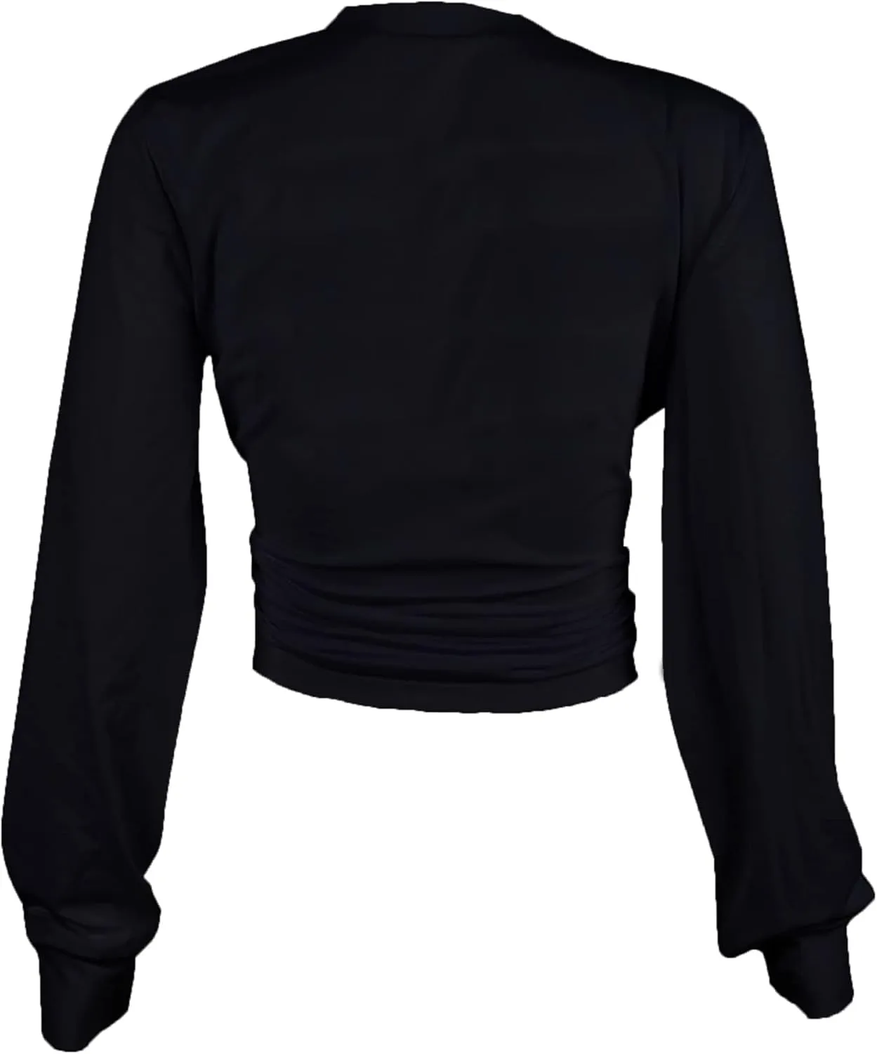Zoyami Womens Sexy Tie Front Crop Top Long Sleeve Graphic Tee Shirt Clubwear